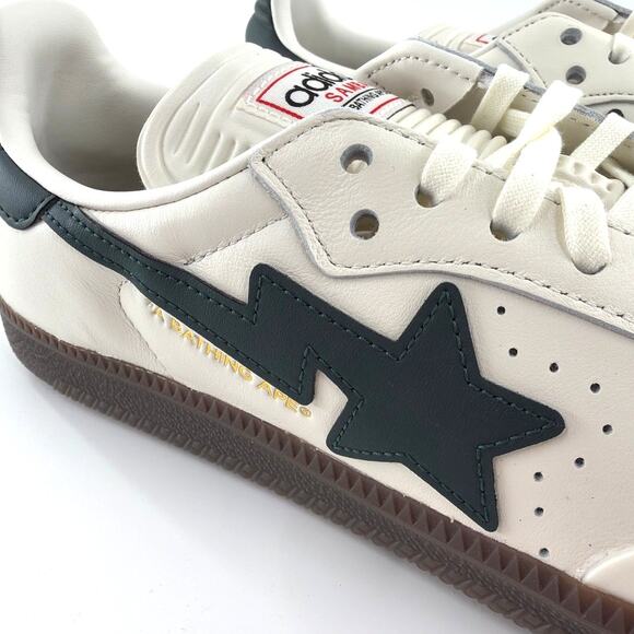 adidas x A Bathing Ape Samba Sneaker in Off White/ Shadow Green/Gum Size 9.5 main image 6
